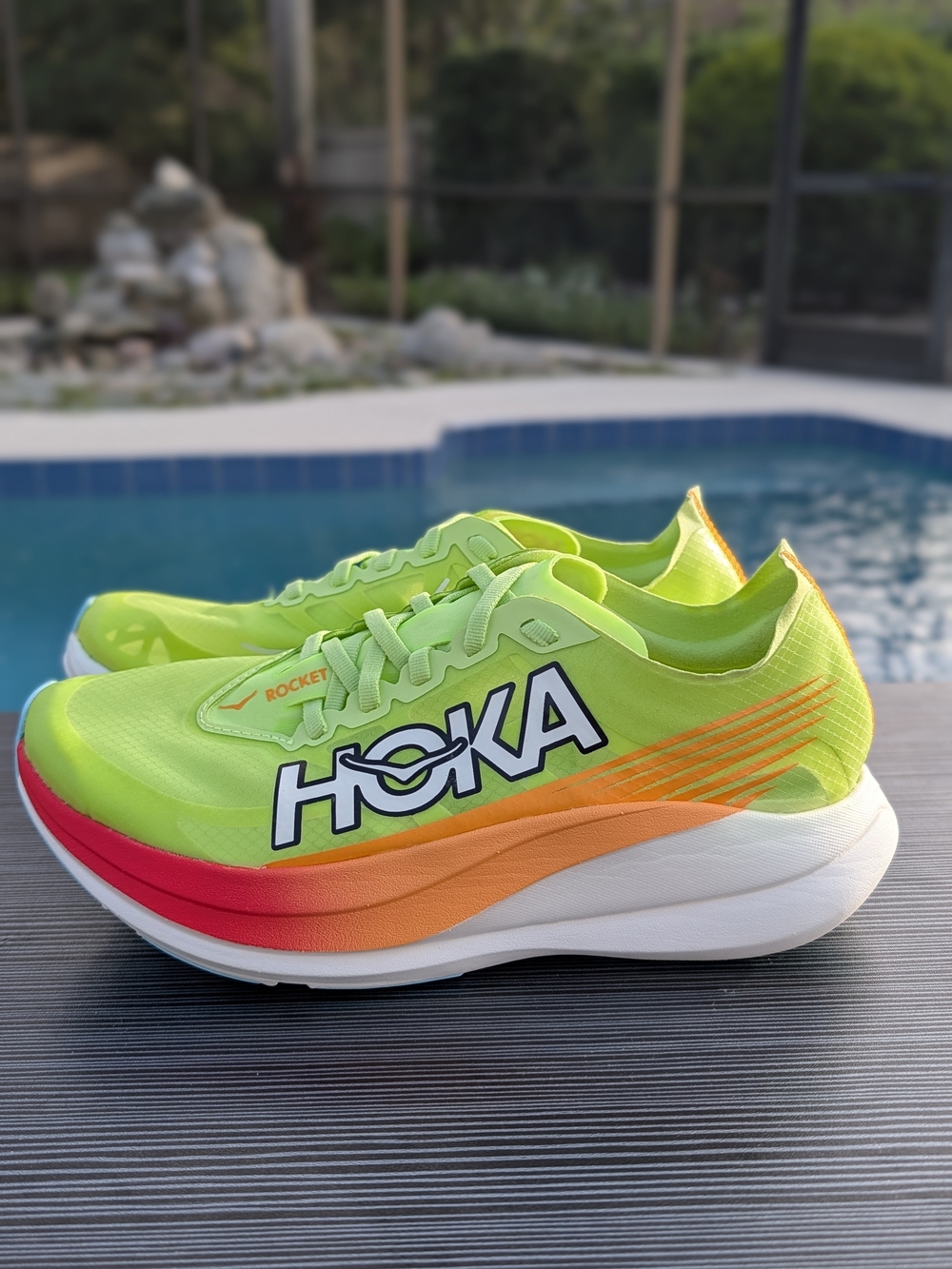 HOKA Rocket X 2 Unisex Mens 7 Womens 8 Neon Yellow Running Shoe 1127927